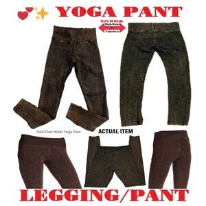 🛑BULLY High Waist ➕🆒 LEGGING PANT Fold Over SLIM LEG Mineral Wash 💸BUY NOW‼️